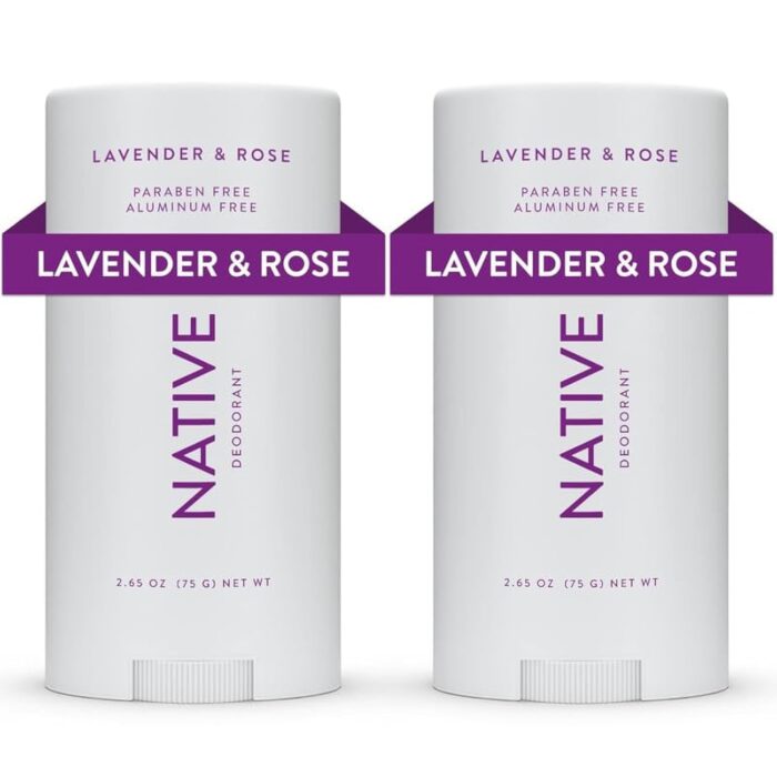 Native Aluminum‑Free Deodorant – Lavender & Rose – 2‑Pack (2 oz Each)