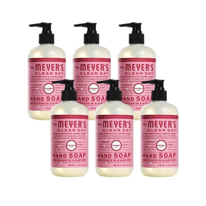 Mrs. Meyer’s Clean Day Peppermint Liquid Hand Soap – 12.5 fl oz Bottles (Pack of 6)