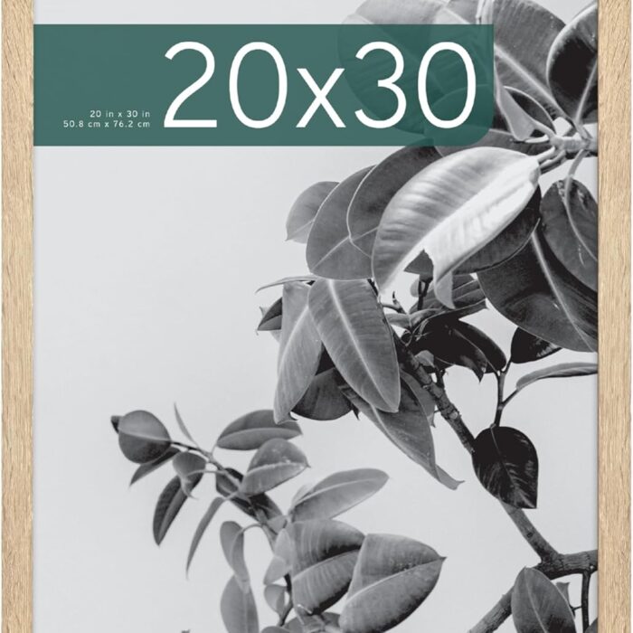 MCS Studio Gallery Poster Frame – Natural Woodgrain, 20 × 30 in, Vertical & Horizontal Wall Hanging (1‑Pack)