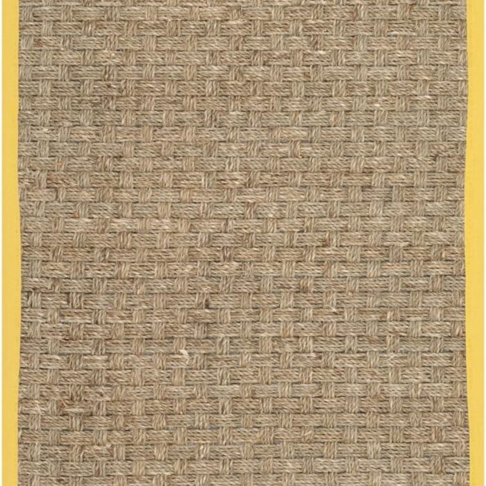 SAFAVIEH Natural Fiber Collection Accent Rug – 2′3″ × 4′, Natural & Gold – Basketweave Seagrass with Border (NF114X)